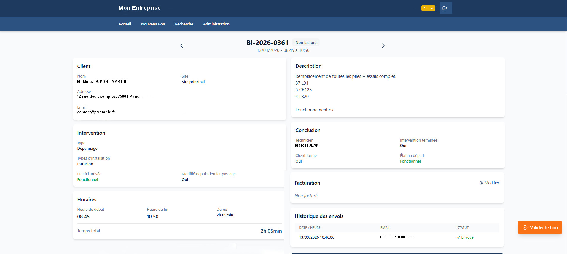 Logiciel de bons d'intervention dématérialisés sur mesure - gestion terrain, suivi des interventions et signature électronique