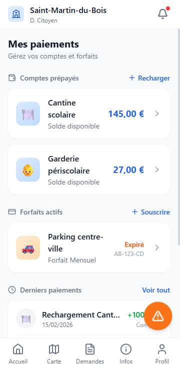 Capture d'écran Paiements